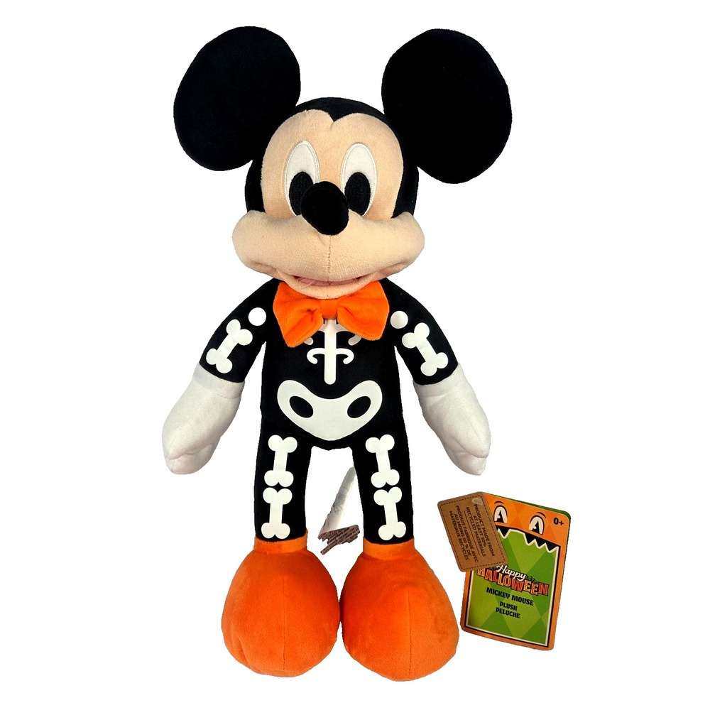Disney Store Mickey Mouse Skeleton Halloween Plush 16 Inch 2026 New With Tags